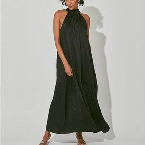 Cleobella Laura Ankle Dress Black Size S Small Satin Maxi Gown Evening Gown